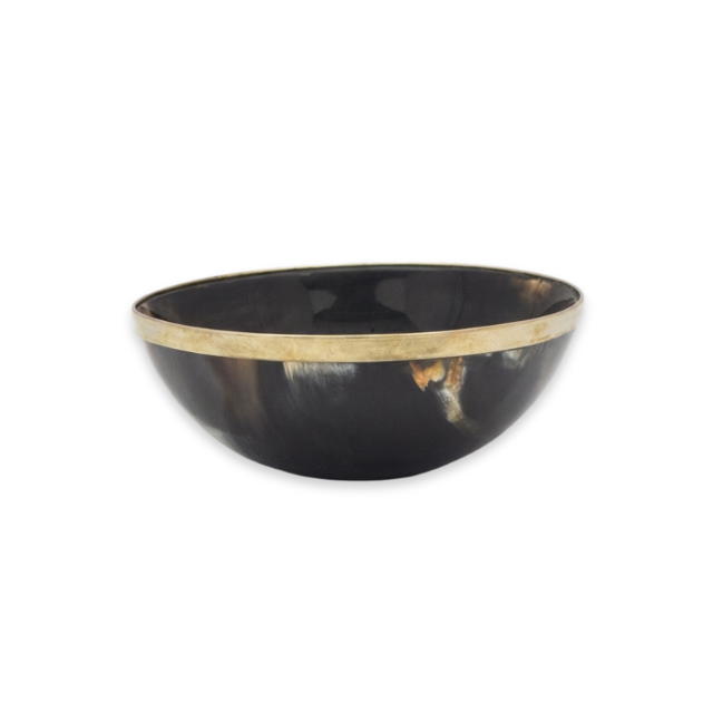 Horn Contrast Bowl with Brass Rim